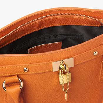 Hale Orange Tote bag Italian Leather Handbag 6