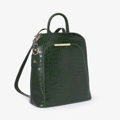 Mochila Beccles -Croc Verde Cuero Italiano