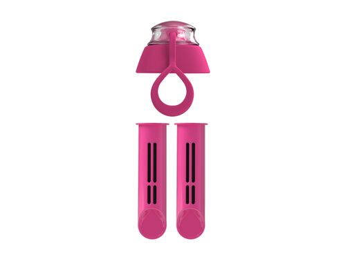 PearlCo Ersatz-Filter für Trinkflasche Pack 2 + Gratis Deckel Pink