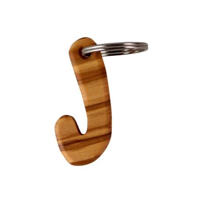 Key ring letters made of wood A-Z key ring "J"