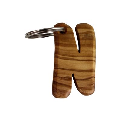 Key ring letters made of wood A-Z key ring "N"
