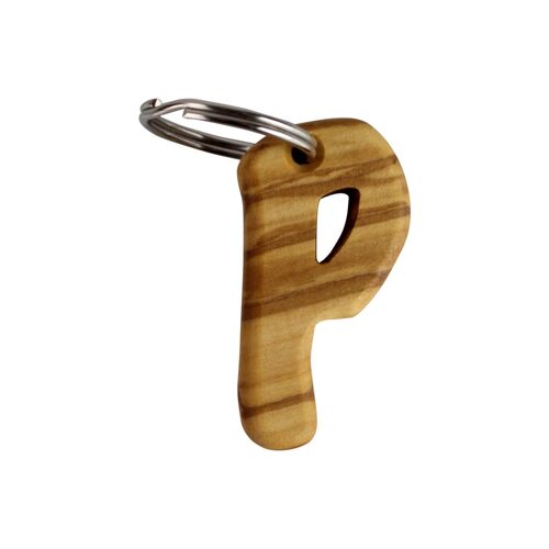 Schlüsselanhänger Buchstaben aus Holz A-Z Schlüsselanhänger "P"