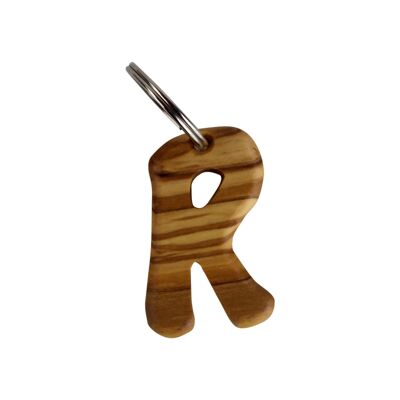 Key ring letters made of wood A-Z key ring "R"