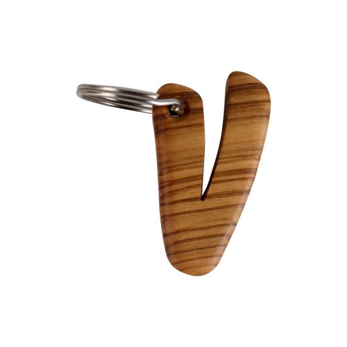 Schlüsselanhänger Buchstaben aus Holz A-Z Schlüsselanhänger "V"