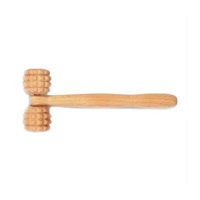 Rouleau de massage en bois de hêtre en forme de T 23,5 cm