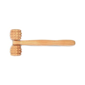 Rouleau de massage en bois de hêtre en forme de T 23,5 cm 1