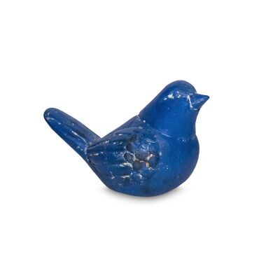 Mexican clay bird figurine in blue
