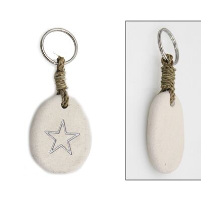 Stone key ring with engraved star
