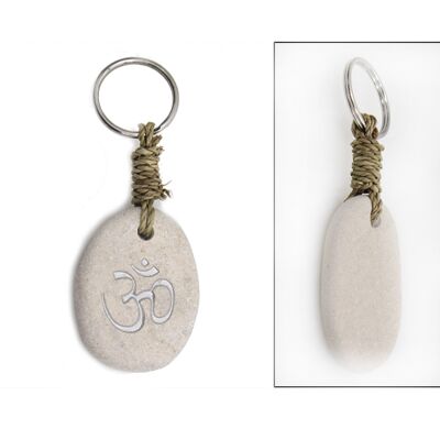 Porte-clés en pierre avec gravure OM Yoga