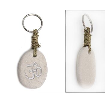 Porte-clés en pierre avec gravure OM Yoga 1