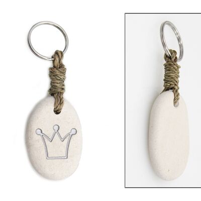 Stone key ring with engraved crown