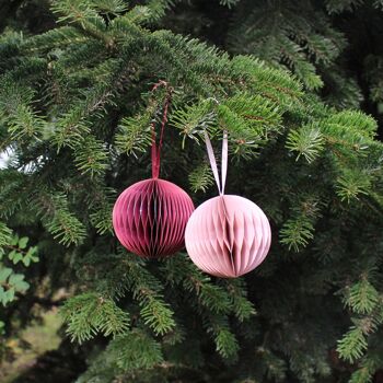 Boule de décoration de fenêtre nid d'abeille rose, décoration de Noël 4