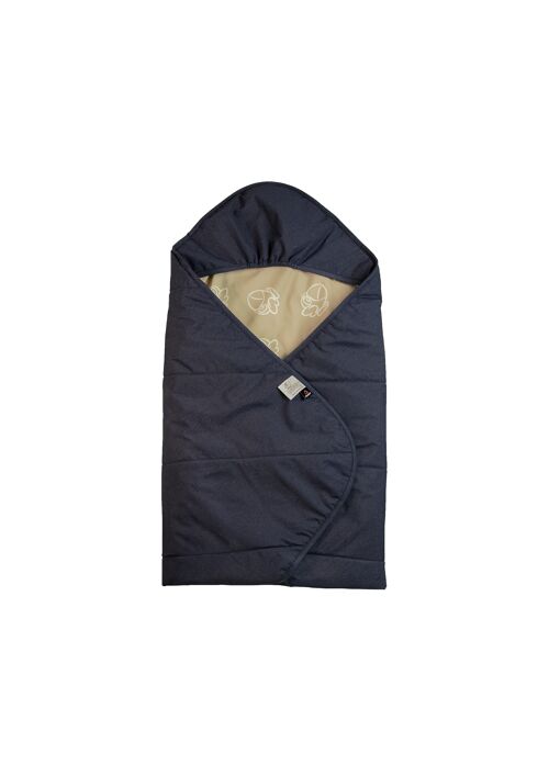 Baby sleeping bag with Polartec® Alpha® – indigo denim and beige chicken