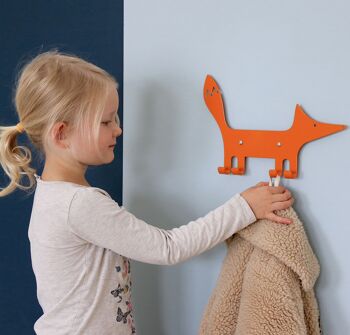 Crochet mural pour enfants Fox Orange, Cintre pour enfants, Crochet mural pour animaux, Porte-manteau ludique 3