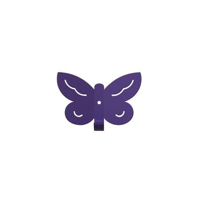 Gancio da parete per bambini Farfalla viola, Appendiabiti da parete con animali decorativi, Gancio appendiabiti in metallo, Appendiabiti giocoso