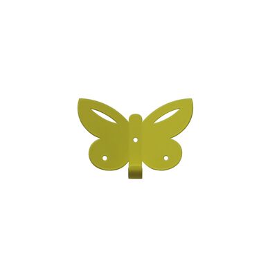 Kinder-Wandhaken Schmetterling gelb, dekorativer Tier-Wandhalter, Metall-Kleiderhaken, verspielte Garderobe