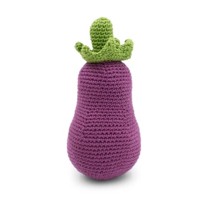 AUBERGINE - BABY RATTLE IN ORGANIC COTTON