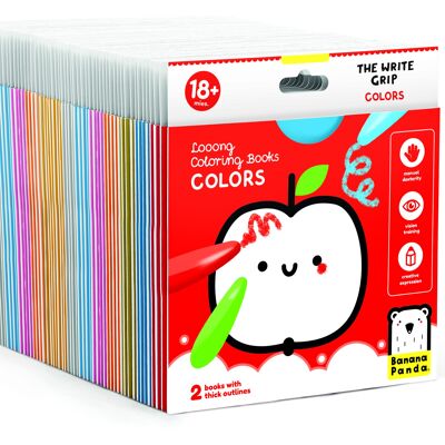 Looong coloring books: assortment of 56 sets from 18m+ to 5y+ (14 titles x4)