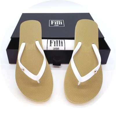 Aurora Luxury Crystal Flip Flops - White on Gold