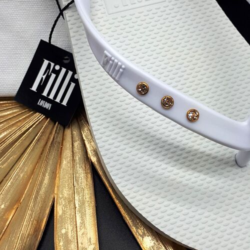 St Tropez Crystal Flip Flops - White