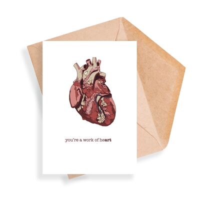 Tarjeta de felicitación ilustrada obra del corazón