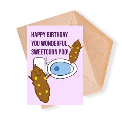 Sweetcorn Poo Illustrated Greeting Card