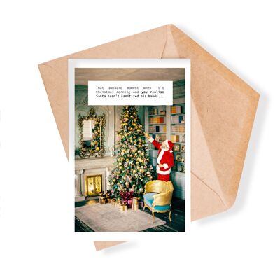 Cartolina d'auguri di Natale con foto igienizzata di Babbo Natale