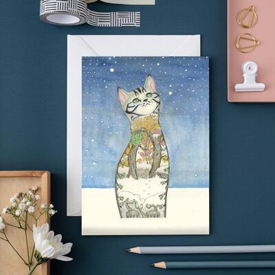 Katze im Schnee - Karte
