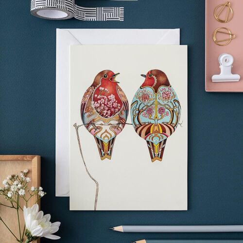 Two Robins - Card