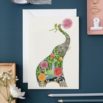 Éléphant avec des fleurs - Carte 1