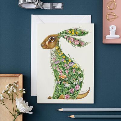 Hare in a Meadow - Card