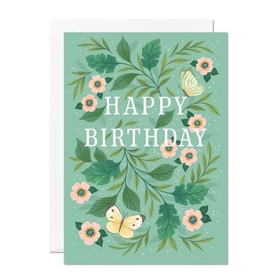 Cumpleaños, mariposas, tarjeta de cumpleaños