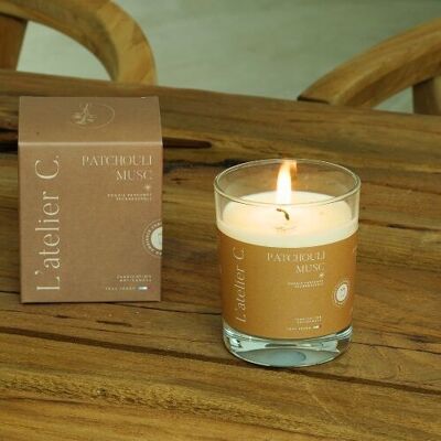 Artisanal scented candle - vegetable wax - Patchouli musk - Parfums de Grasse