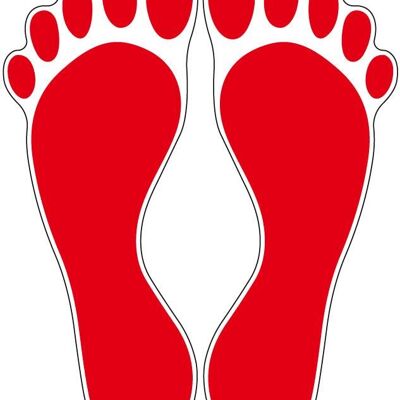 Fußbodenaufkleber Fußabdruck - rot