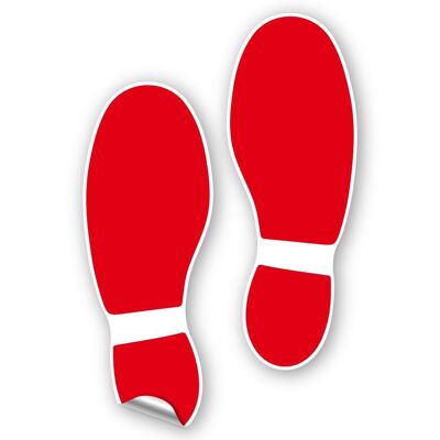 Fußbodenaufkleber Schuhabdruck - rot