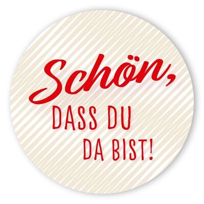 Etikettenbogen - Schön, dass du da bist - rot/beige