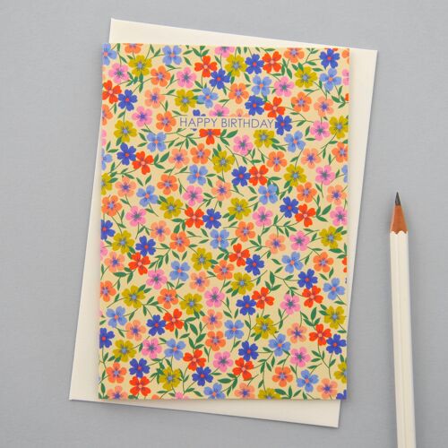 Colourful floral Happy Birthday Card