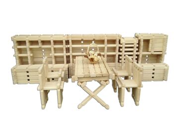 Kit de jouets en bois LOGO-BURG, blocs de construction en bois, blocs de construction en bois pour château de chevalier, ferme, maison à colombages - 1 - paquet unitaire - 69,90 € 5