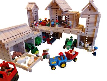 Kit de jouets en bois LOGO-BURG, blocs de construction en bois, blocs de construction en bois pour château de chevalier, ferme, maison à colombages - 1 - paquet unitaire - 69,90 € 9