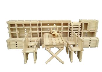 Kit de jouets en bois LOGO-BURG, blocs de construction en bois, blocs de construction en bois pour château de chevalier, ferme, maison à colombages - 3 - paquets unitaires - 189,90 € 5