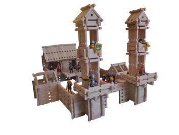 Kit de jouets en bois LOGO-BURG, blocs de construction en bois, blocs de construction en bois pour château de chevalier, ferme, maison à colombages - 3 - paquets unitaires - 189,90 € 10