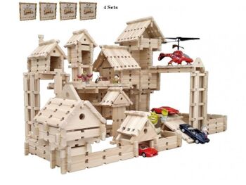 Kit de jouets en bois LOGO-BURG, blocs de construction en bois, blocs de construction en bois pour château de chevalier, ferme, maison à colombages - 4 - paquets unitaires - 249,90 € 1