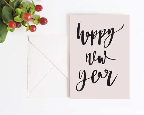 Happy New Year' Light Pink Card