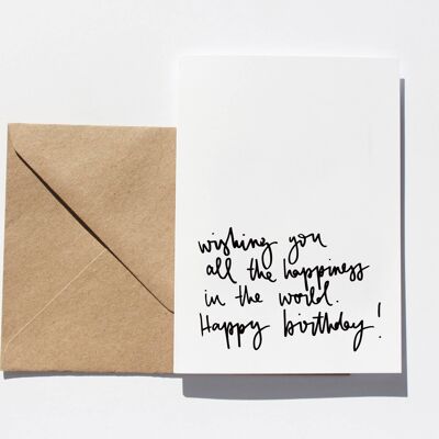Je vous souhaite..' Carte d'anniversaire en lettres manuscrites