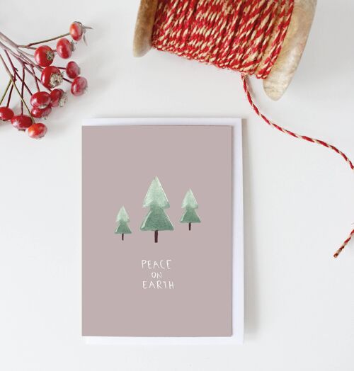 Peace on Earth' Pale Pink Watercolour Design Card