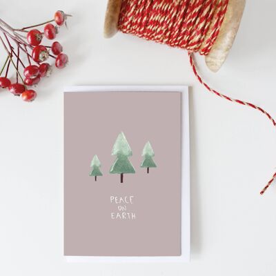 Peace on Earth' Pale Pink Watercolour Design Card