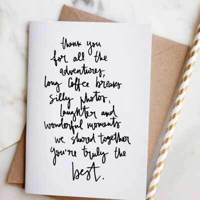 Thank You for All The Adventures...' Hand Lettered Card