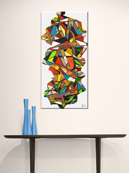 Abstract 1-39-1. Geometric Cubism Color Art 40x80 cm.