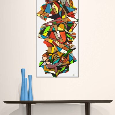 Abstract 1-39-1. Geometric Cubism Color Art 40x80 cm.