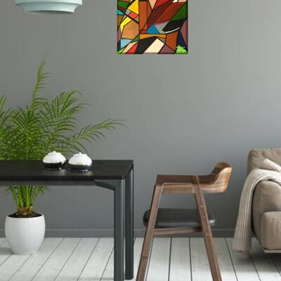 Zusammenfassung 1-39-0. Geometrischer Kubismus Farbkunst 35x60 cm.
